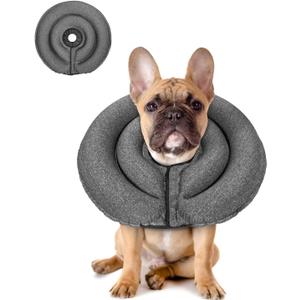 MIDOG Dog Cone Collar for Large Medium Dogs, Soft Inflatable Dog Cone Alternative After Surgery, Adjustable Protective Recovery Cone - Patented Alternative E Collar Does Not Block Vision (Gray-M)