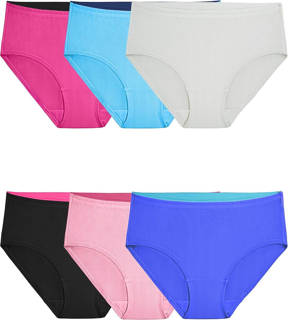 Fruit of the Loom Women's Breathable Underwear, Moisture Wicking Keeps You Cool & Comfortable, (8, Micro Mesh - Low Rise Brief - 6 Pack - Colors May Vary)