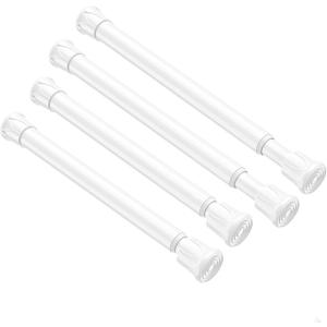 4 Pack Short Spring Tension Curtain Rod 8 to 12 Inch, Mini DIY Tension Rods No Drill for Slim Window Cupboard Sidelights, White