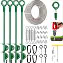 4 Pack 30" Shed Anchor Kit, Triple Helix Ground Earth Anchors with 50 FT 3/16" Galvanized Cable, 4 Turnbuckles & Drill Adapter, Green Auger Anchor for Canopy Gazebo Trampoline Swing Set