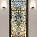 artfanke 3D Stained Glass Door Sticker Peel and Stick 33.5"x84.6"- Self-Adhesive Door Murals Wallpaper - Waterproof Wall Decal for Home Bedroom Decor (2 Sheets/Set)