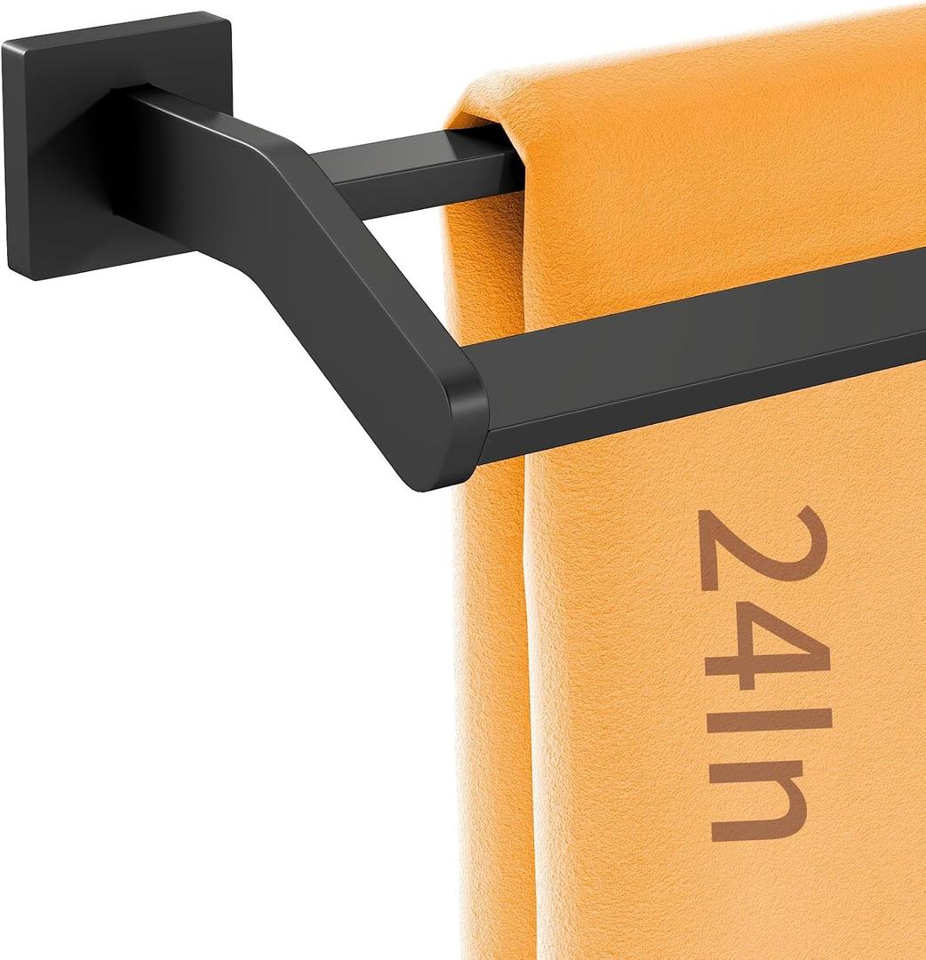 Double Towel Bar, Towel Racks for Bathroom, 24 Inch Heavy Duty Stainless Steel Bathroom Towel Holder Rod Wall Mounted, Bath Towel Rack, Matte Black