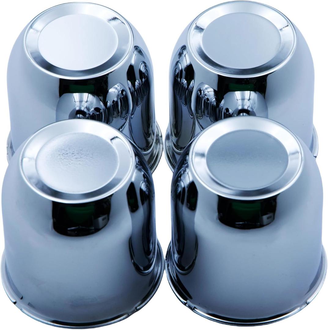 4 Push Through Chrome Wheel Center Caps for Trailer Wheel Rims 3.25" Center Bore