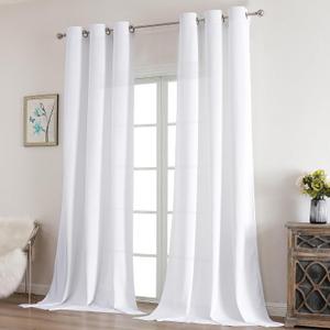 OVZME Ian White Velvet Curtains 96 Inches Long 2 Panels - Thermal Insulated Room Darkening Grommet Window Curtains, Elegant Privacy Protect Drapes for Bedroom Living Room, W42 x L96 inches