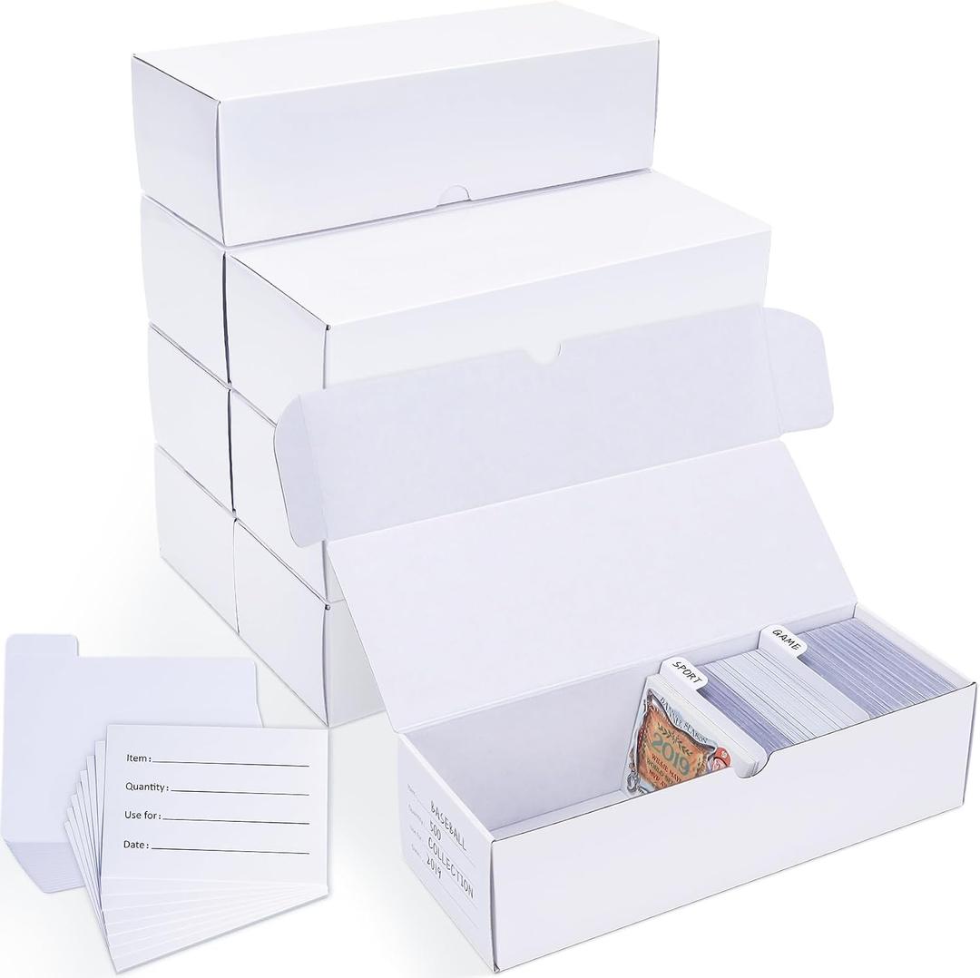 Trading-Card Storage Box, 8-Pack 600 Count Corrugated Cardboard Storage with dividers & labels for TCG/Magic/Mtg storage and Collection, 10.4 INCH Horizontal