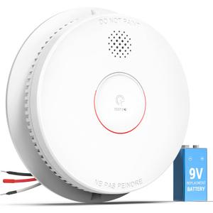 SITERWELL Smoke Detector, Hardwired Interconnected Smoke Detector, Photoelectric Smoke Alarm with 9V Backup Battery, Fire Alarm with Test/Silence Button, ETL-9th Listed, GS562A, 1 Pack