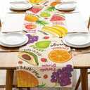 Watercolor Fruit Table Runner, Watermelon Pineapple Banana Orange Kitchen Dining Table Decoration, Spring Summer Grapes Kiwi Avocado Burlap Indoor Outdoor Home Decor Party Supply 13 x 72 Inches