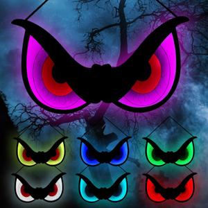 BlcTec Halloween Decorations Spooky Eyes Lights, 20 Inch Large Wooden Halloween Window Eye Lights with 7 Color Modes and USB/Battery Operated for Home, Wall, Window, Trees Dcor, Style A
