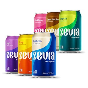 Zevia Zero Sugar Soda, Rainbow Variety Pack, 12 oz Cans (24-Pack) – Naturally Sweetened, Non-GMO Project Verified, Gluten-Free, Vegan BBD  01/08/2027