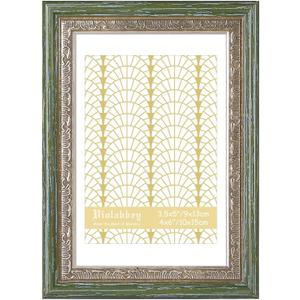 VIOLABBEY 4x6 Picture Frame Green Gold, Display 3.5x5 Photo with Mat or 4x6 without Mat, Ornate Vintage 4 x 6 Frame for Wall Decor or Tabletop Display, Green Gold