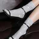 Syhood 4 Pairs Women's Novelty Glitter Ankle Socks Sparkly Metallic Casual Ladies Bright Retro Piles Ankle Socks (Gray, M)