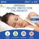 Four Seasons Essentials Waterproof King Pillow Protectors (Set of 2)  Zippered Pillow Cover Hypoallergenic Dust Allergy Proof Encasement