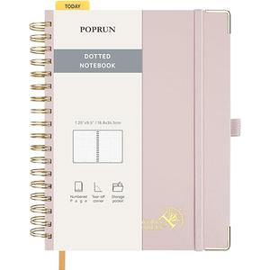 POPRUN Lined Spiral Journal Notebook for Women & Men, B5-7.25 x 9.5in, 220 Pages, 120 GSM College Ruled Notebooks, Hardcover Journals for Work, School, Note Taking Writing, Journaling, Pink