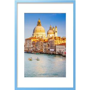wyooxoo 24x36 Poster Frame Made of Solid Wood Blue Picture Frames Display Pictures 20x30 with Mat or 24x36 Without Mat Colorful Frame For Horizontal Vertical Wall Mounting