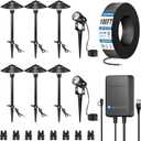 SUNVIE All-in-One LED Low Voltage Landscape Lighting Kit 6 Pathway Lights 2 Spotlights with 60W Photocell Transformer 100FT Wire for Path&Garden, Aluminum, ETL Listed, Dusk to Dawn, Waterproof, 3000K