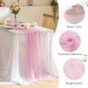 Set of 6 Pearl Table Runner 29 x 120 Inch Tulle Fabric Lace Table Runners for Bridal Shower Birthday Party Wedding Arch Dessert Table Decor(Pink)