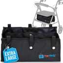 Extra Large Under Seat Rollator Bag Basket for Folding or Bariatric Walker, Rolling Walker Accessories for Seniors, Storage Bag for Medical Essentials, Oxygen Tank, Shopping by PracMedic Bags (Black)