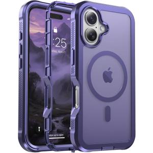 jaroco Magnetic for iPhone 17 Case, [Compatible with MagSafe][Military Grade Drop Protection][Heavy Duty Protection][Non-Slip][Shockproof] 2-Layer Durable Bumper Phone Case 6.3''-Dark Purple