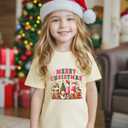 Boys Christmas Shirt for Kids Girls Toddler Ugly Funny Xmas T-Shirt Short Sleeve Cotton Tee Top 2-8 Years (Cream Merry Christmas)