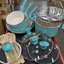 GreenPan Rio Healthy Ceramic Nonstick 15 Piece Cookware Pots and Pans Set, PFAS-Free, Dishwasher Safe, Turquoise