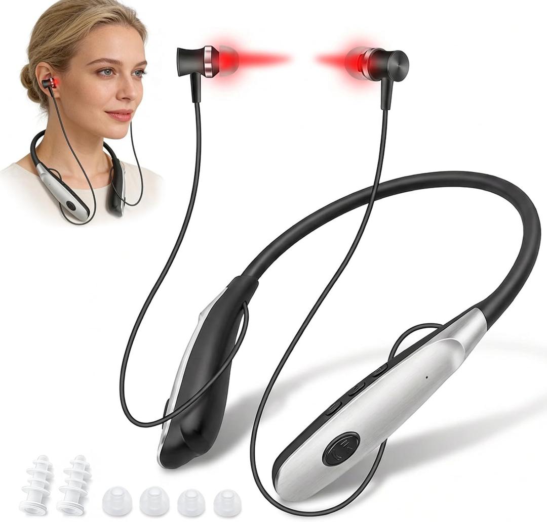 ENLEE Red Light Therapy for Ears, 650nm Portable Red Light Therapy Device for Gentle Ear Comfort & Relaxation, with 30-Min Auto Timer and 3 Modes for Daily Wellness Routine, Black