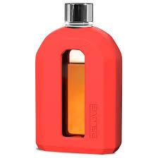 Delove Modern Glass Hip Flask with Silicone Sleeve- Small Portable Travel Liquor Flask- Clear Pocket Drinking Alcohol Flask for Men&Women- Wedding Party, Groomsman, Bridesmaid, Gift- 7.5oz/220ml, Orange 