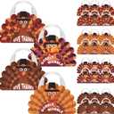 SilTriangle 24 Pcs Thanksgiving Non Woven Gift Bags with Handles Large Reusable Fall Treat Goodie Bags Bulk Autumn Candy Treat Tote for Thanksgiving Party Favor Supplies(Turkey,14.17 x 9.06 in)