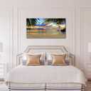 yearainn Canvas Wall Art Tropic Beach Sunset Palm Tree Leaves Large Nature Pictures Coast Landscape Canvas Artwork Seascape Ocean Contemporary Prints for Living Room Home Office Wall Decor 29" x 58"