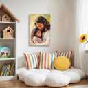 ZSHARTSWD Christian Wall Art Jesus Holding Black Little Girl Canvas Prints Religious Bible Story Pictures God Painting for Baby Girl Room Home Decor Framed (Yellow, 24L x 16W)
