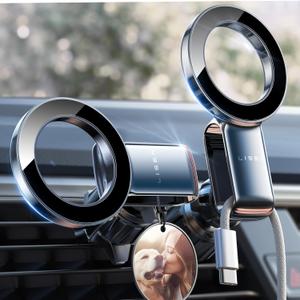 LISEN Fits MagSafe Car Mount - Magnetic Phone Holder for Car,Car Accessories for Men Women for iPhone 16 15 14 13 12 Pro Max Plus,Samsung Galaxy, Valentines Gifts for Men Women Him Her,Black