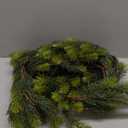 9FT Real Touch Norfolk Pine Christmas Garland with Light Winter Artificial Faux Greenery Garland Table Mantle Stairs Fireplace Wall Decor Outdoor Indoor Porch Home Decorations (Battery Not Included)