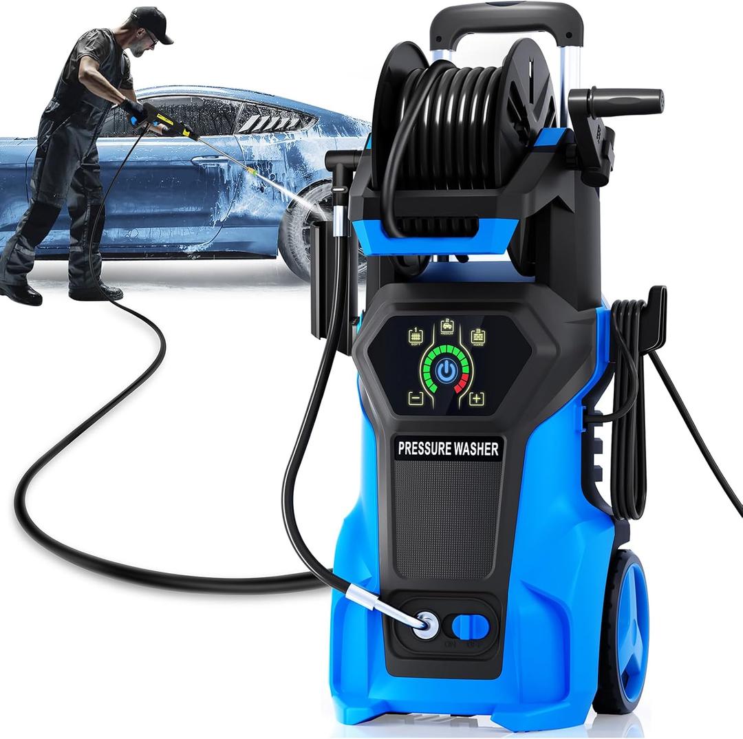 Electric Pressure Washer 5000PSI - 3.6 GPM Power Washer 2000W Portable Pressure Cleaner Machine with 4 Nozzles & Foam Cannon, 20FT Pressure Hose Washer Cleaning for Car, Patio, Fence, Window, Garden (Blue)