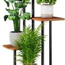AZERPIAN Plant Stand 5 Tier Indoor Metal Flower Shelf for Multiple Plants Corner Tall Flower Holders for Patio Garden Living Room Balcony Bedroom, Walnut (5 Tier-Walnut)