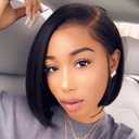 Brazilian Virgin Human Hair Pixie Cut Wig - 1B# Short Layered Glueless Wig for Black Women (one size, Side split version: Black)