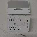 Wall Outlet Extender with Surge Protector, 6 AC Outlets, Shelf, 2 USB & USB C Charging Ports - Home & Dorm Plug Expander (White)