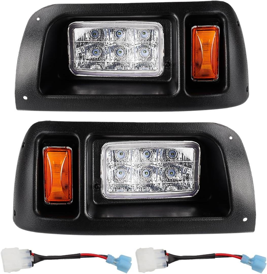 Panglong Club Car DS LED Headlight Kit with Adapter Wire, DS LED Headlight Suitable for 1993-Up 12 Volt Club Car DS, Replace OEM# 101988002,101988001
