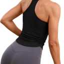 BMJL Womens Workout Tank Tops Built in Bra Ruched Gym Tops Racerback Athletic Yoga Shirts (Black, S)
