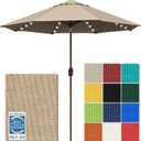 EliteShade USA 10-Year-Non-Fading 10ft Market Patio Umbrella, Commercial Grade Table Sun Umbrella with 80 Solar LED Lights, Crank Open, Windproof & UPF 50+ UV Protection for Garden, Deck, Pool, Backyard, Heather Beige