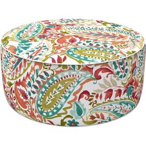 LVTXIII Inflatable Stool Ottoman Footrest with Handle, Decorative Fade-Resistant Foot Stool, Indoor or Outdoor Pouf for Home Patio Garden and Camping Use, D21 x W 21 x H9, Warm Paisley