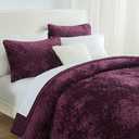 Liians Velvet Bedspread Quilt Bedding Sets, Luxury Elegant Ultra Soft Velvet Comforters Coverlet Blankets, Weave Stitching Pattern Cotton Quilted Bedspread for All Seasons, Purple, Queen Size