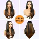NOSTALGIA Wear and Go Glueless Wigs Pre Plucked Pre Cut for Beginners Synthetic Lace Front Wigs For Woman Honey Blonde With Black Long layered Straight Wig 3 Seconds to Wear