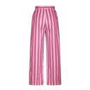 Women's Striped Wide Leg Palazzo Pants Elastic High Waisted Casual Long Trousers with Pockets (Large, Apricot Black)