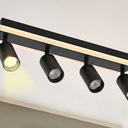 4-Light Track Lighting Fixture Ceiling, Modern LED Adjustable Ceiling Spotlights for Ceiling or Wall Mount, 3000K Kitchen Ceiling Light for Living Room Bedroom Dining Room Hallway Black