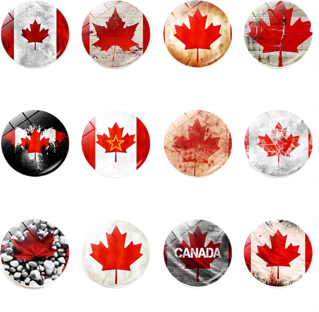 12Pcs Canadian Flag Refrigerator Stickers, Magnet Travel Souvenir Canada Refrigerator Stickers, Canada 3D Refrigerator Magnet Crystal Glass Fridge Stickers