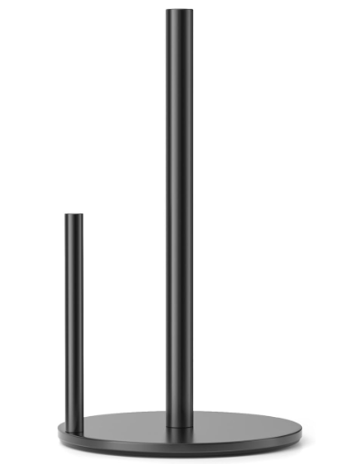 Paper Towel Holder Black, Premium Stainless Steel Kitchen Roll Dispenser, Countertop Roll Organizer with Weighted Base