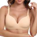 Women Wireless Bra No Underwire Fixed Molded Cup Seamless Push Up Bras for Women Soft Support Regular and Plus Size (34C, Nude)
