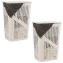 Mind Reader 60L Slim Laundry Hamper, Lid, Plastic, Adult, 17.25"L x 13.75"W x 23.5"H, 2-Pack, Ivory, White
