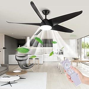 NWIASS 60 Inch Ceiling Fan with Light, Outdoor Ceiling Fans for Patios Waterproof, Modern Black Ceiling Fan with Remote 3 CCT Dimmable Large Airflow, Wet Rated Ceiling Fan for Bedroom Exterior Fan