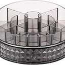 Rotating Cosmetic Storage Box Portable Transparent Skin Care Product Storage Box Desktop Bathroom Dressing Table Round Storage Box-A