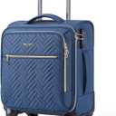 BAGSMART Underseat Carry On luggage Airline Approved, 16-inch Small Softside Underseater Travel Suitcase with Spinner Wheels Overnight Bag Small Rolling Carry-on for Women Men Weekender,Dark Blue